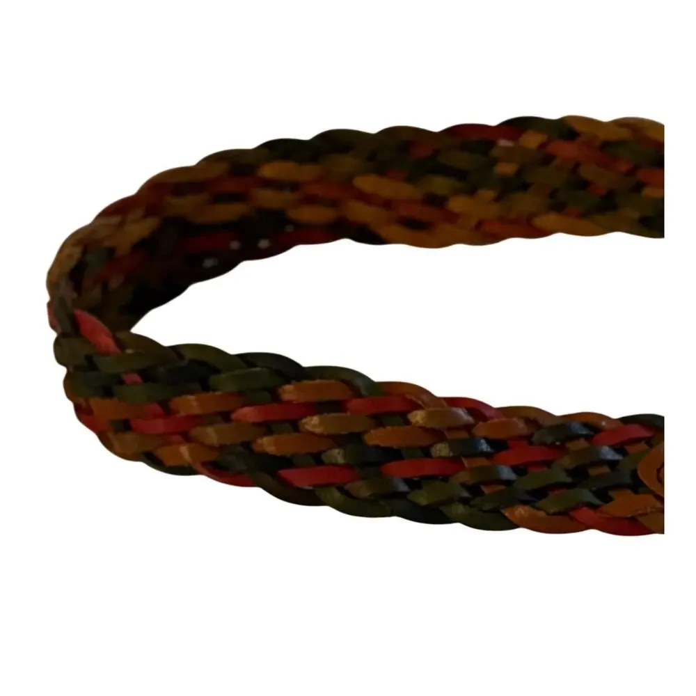 Kandell & Marcus Braided Leather Belt S-M Multicolor Woven Gold Buckle Vintage